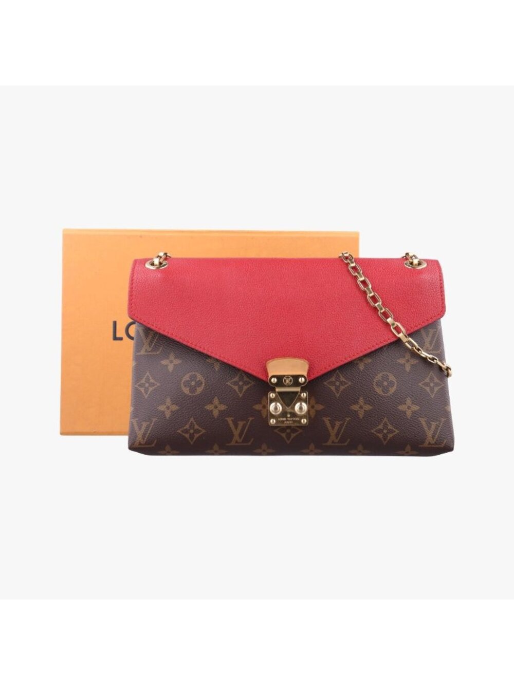 Louis Vuitton Pallas Chain Monogram Brown Cerise Canvas Calfskin Handbag